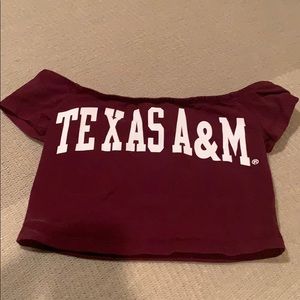 Texas A&M off the shoulder crop top